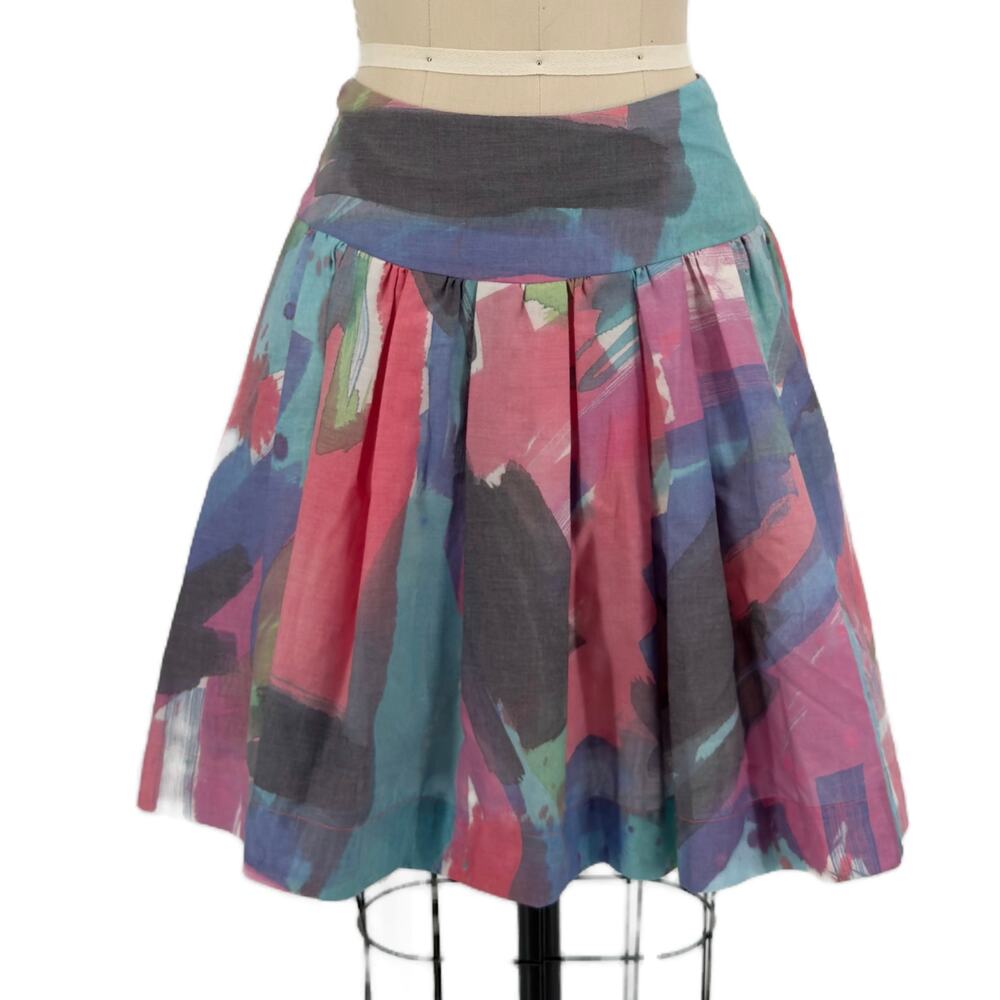 Anthropologie Corey Lynn Calter Abstract Watercolor Mini Skirt sz 4 Brushstroke